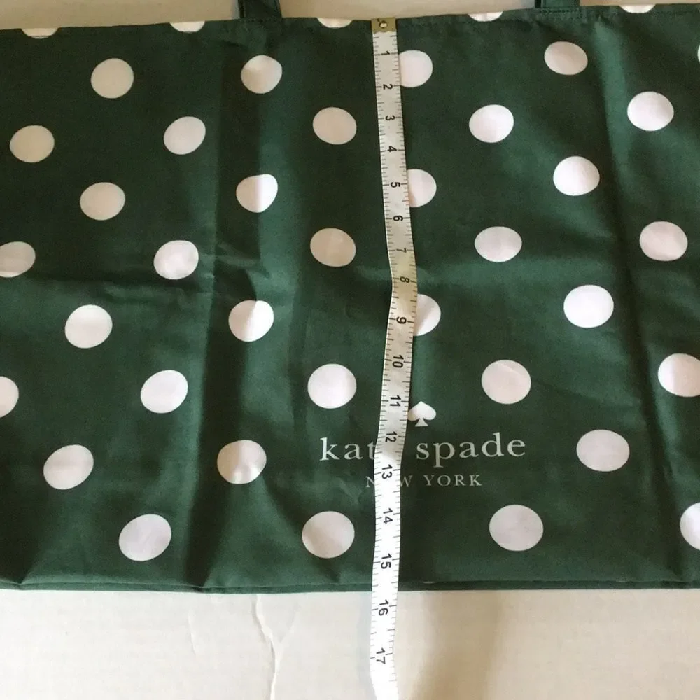 Kate Spade Large Beach Shop Toy Reusable Tote Bag Green White Polka Dot